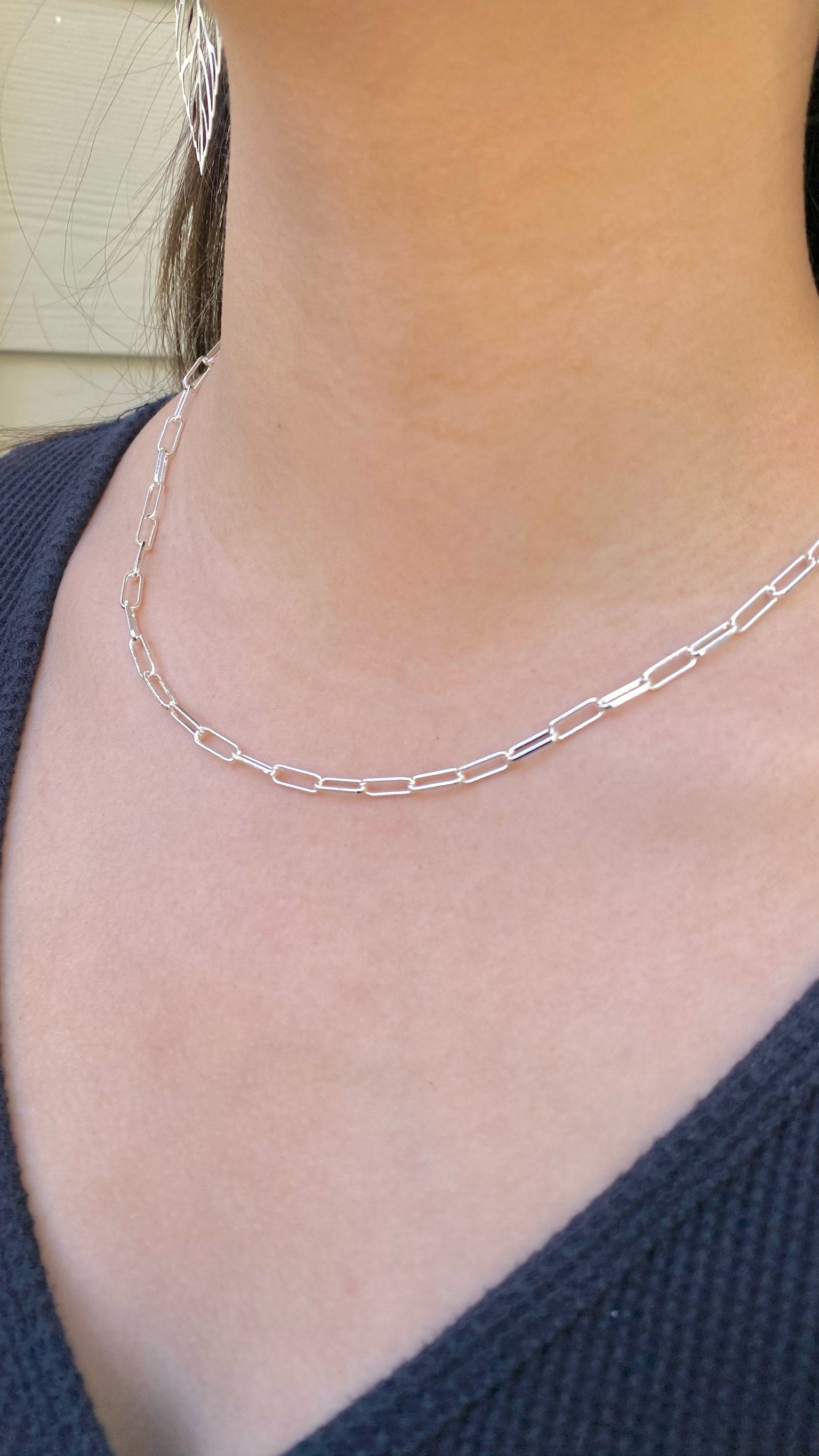 Paperclip Chunky Chain Link Necklace Silver for Women, Men Choker Chain  Necklace, Large Link Necklaces - Etsy | Large link necklace, Necklace, Chain  link necklace silver